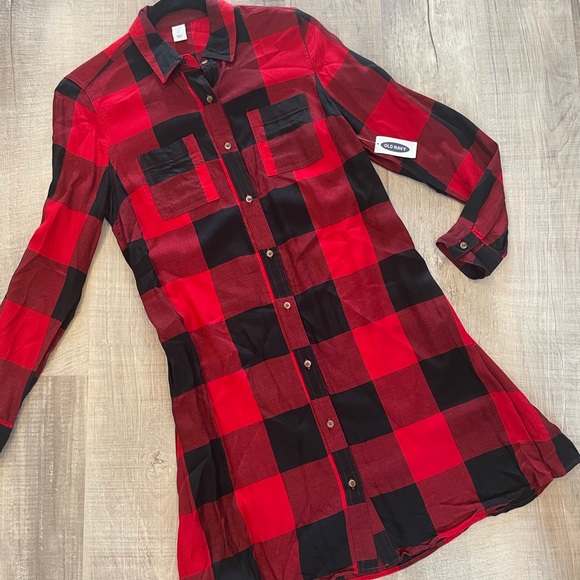 NWT Old Navy Plaid Swing Shirt Dress - Picture 3 of 8